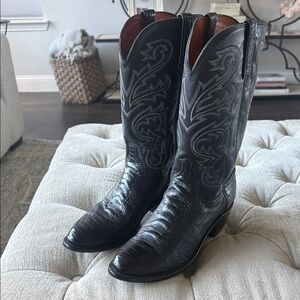 Lucchese Men’s 9.5 D Black Exotic Cowboy Western Boots